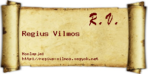 Regius Vilmos névjegykártya